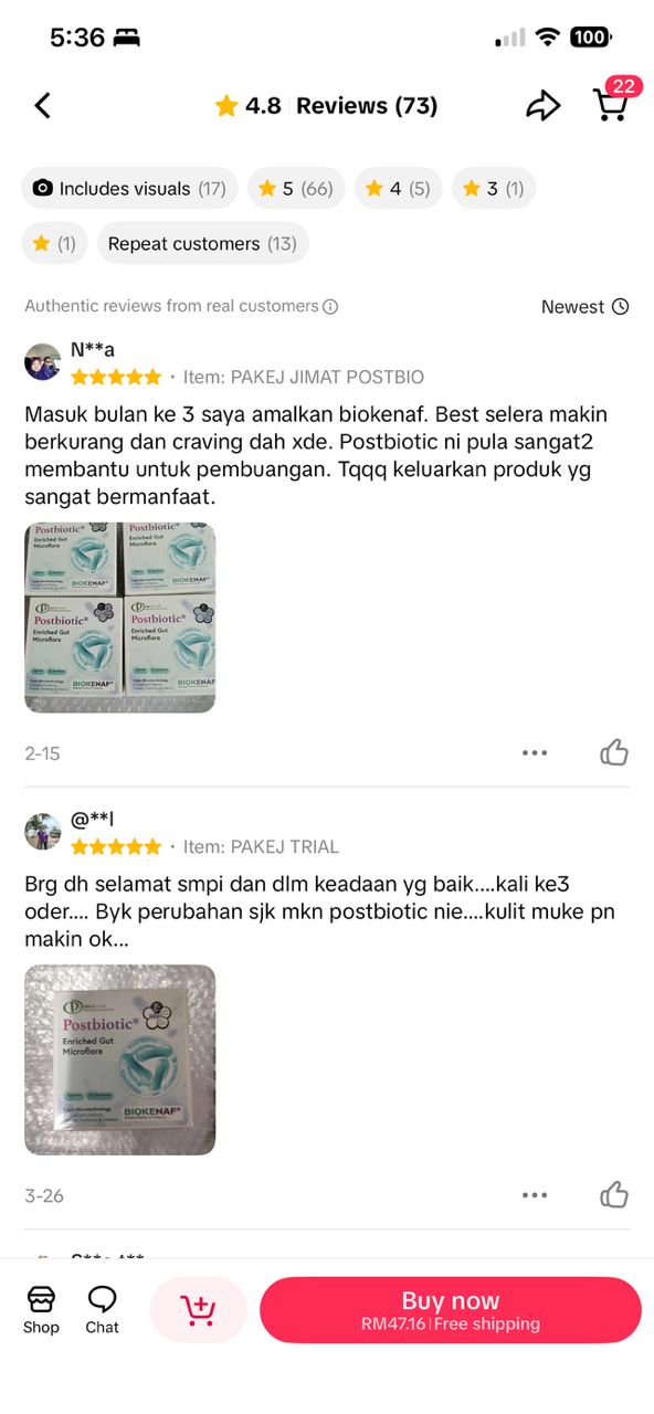 Testimoni craving berkurang